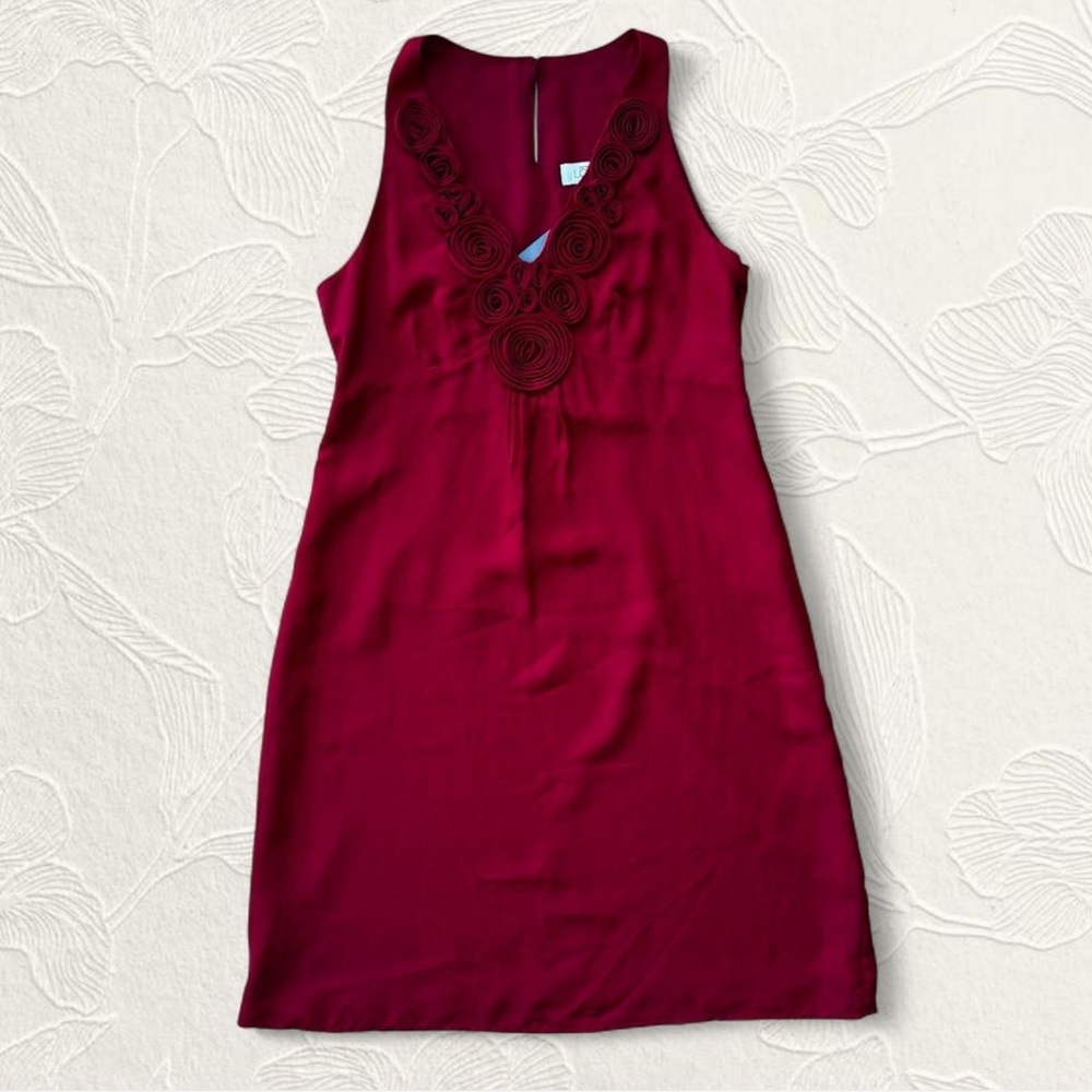 NWT LOFT Red Sleeveless dress with Floral details size 8
